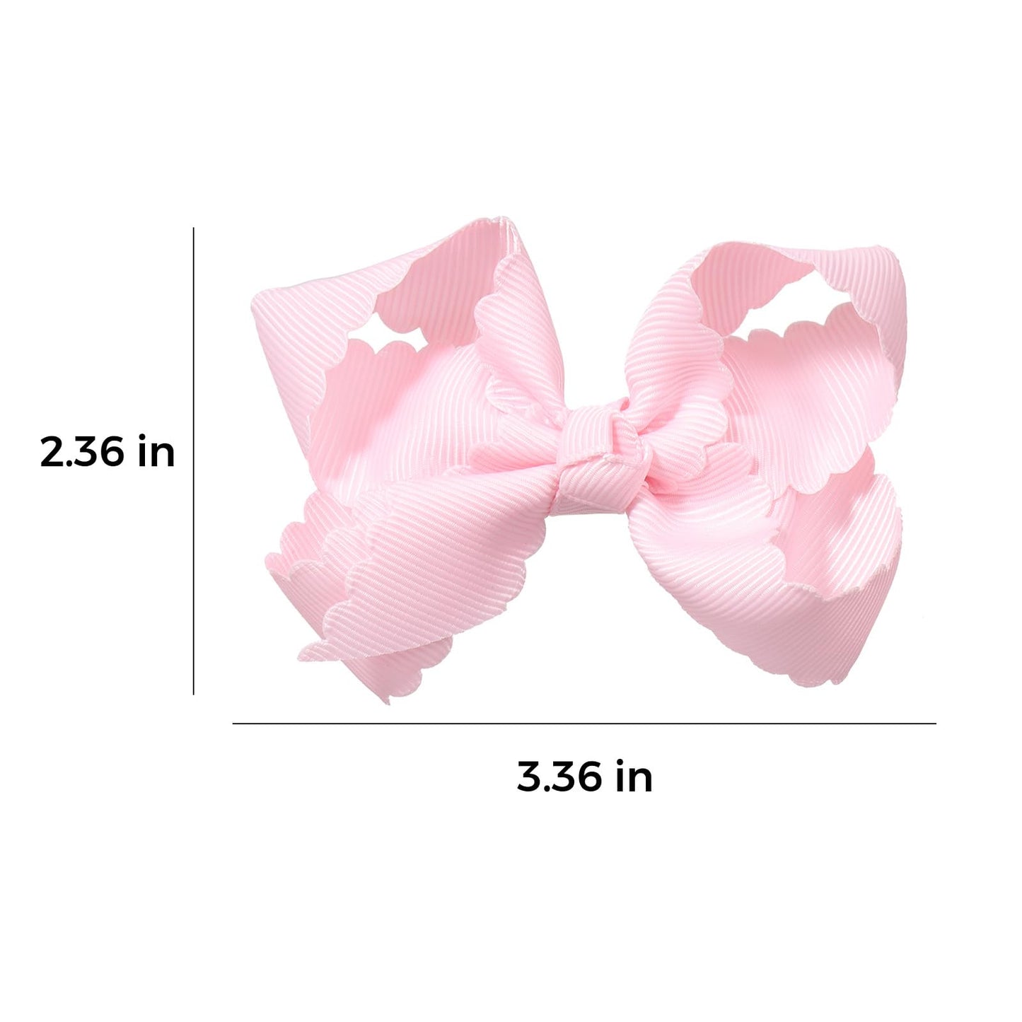 Pink Grosgrain Ribbon Scalloped Hair Bows for Girls,2Pcs 3" Small Cute Dressy Bow Alligator Clips,Valentines Birthday Party Decor Accessories Gift for Toddlers Teens Baby School Kids