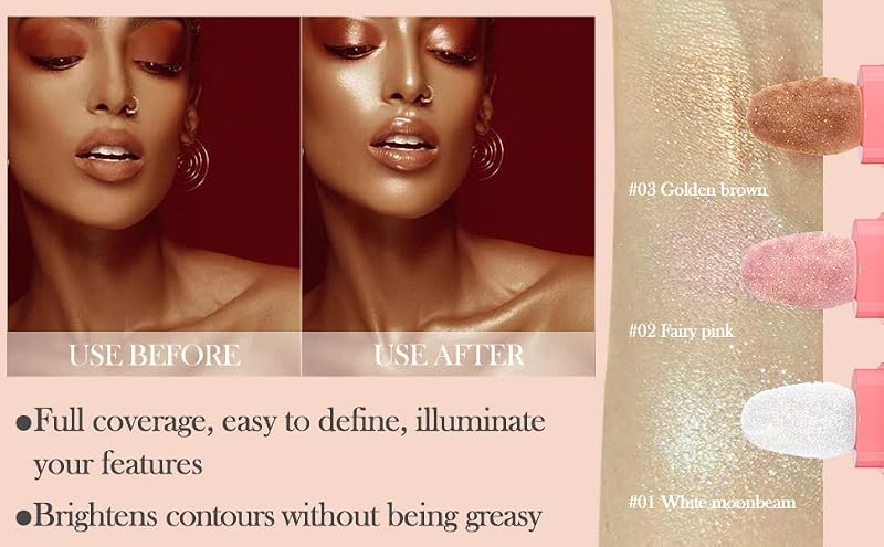 Glitter Powder Highlighter - White Moonbeam Shimmer for Face & Body