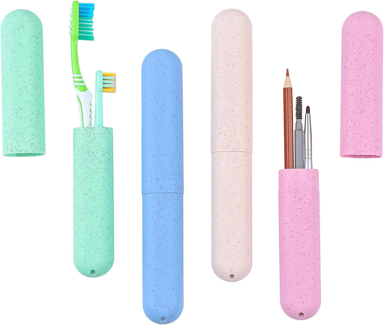 Toothbrush Travel Case - 4 Pack Holder with Ventilation Holes for Home, School & Camping