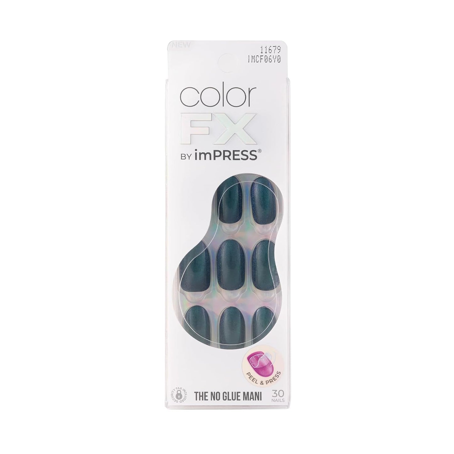 Impress Color FX No Glue Press-On Nails - 30 Pcs Metallic Chrome & Cat Eye | Medium Size, Easy Peel & Press