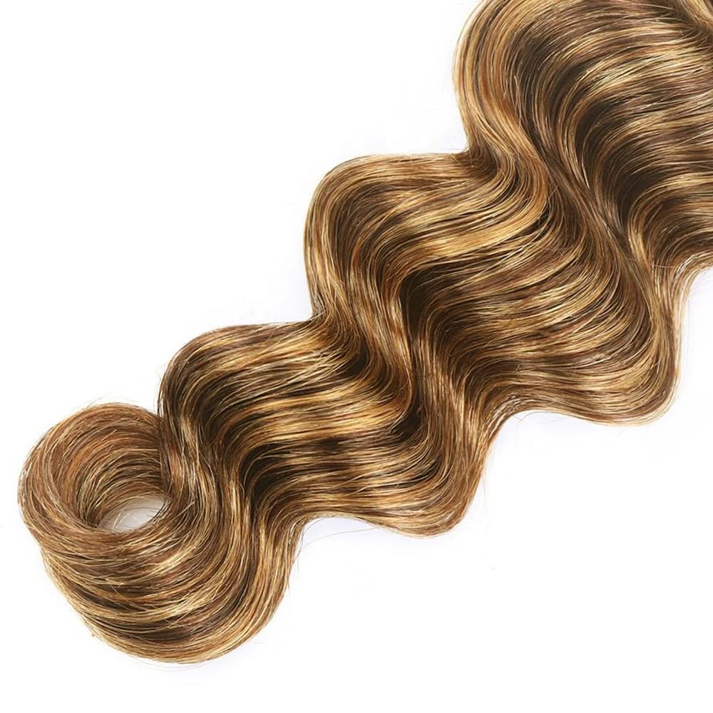 P427 Human Hair Bundles Highlight Deep Wave Bundles 12 inch Ombre Brown Bundle LadrXadr 4/27 Bundle Brown Color