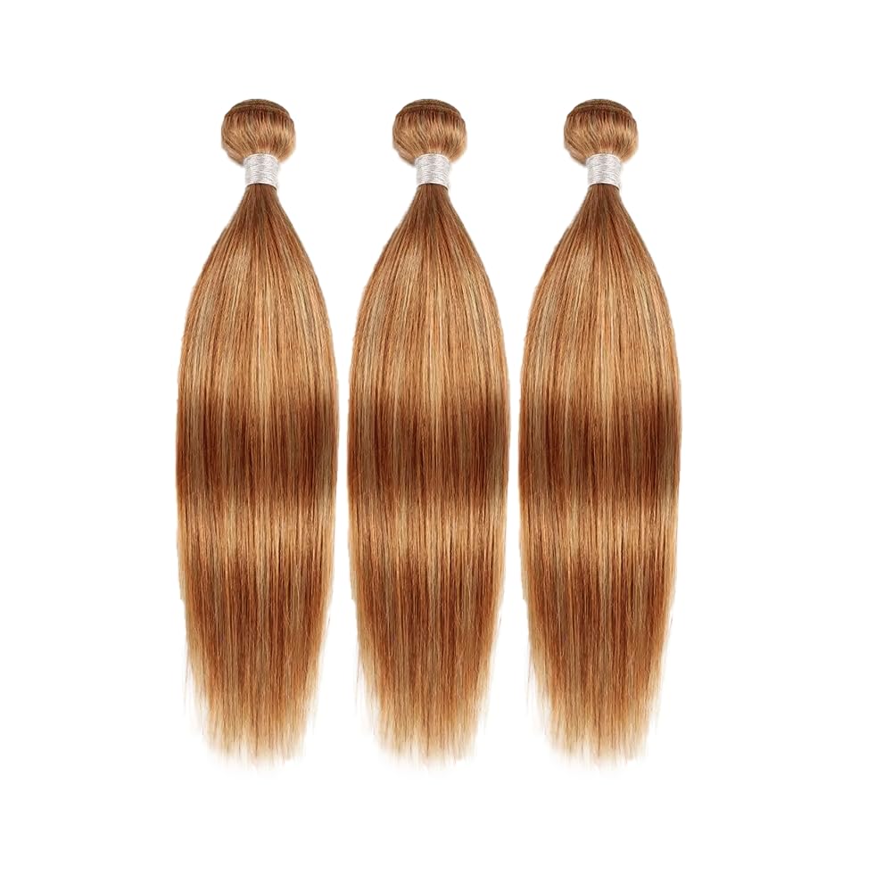 30 30 30 Inch Color 30 Bundles Human Hair P2730 Straight Bundles Peruvian Virgin Remy Hair Extensions Huxowax 2 Tone Honey Blonde and Light Brown Straight Bundle 300g