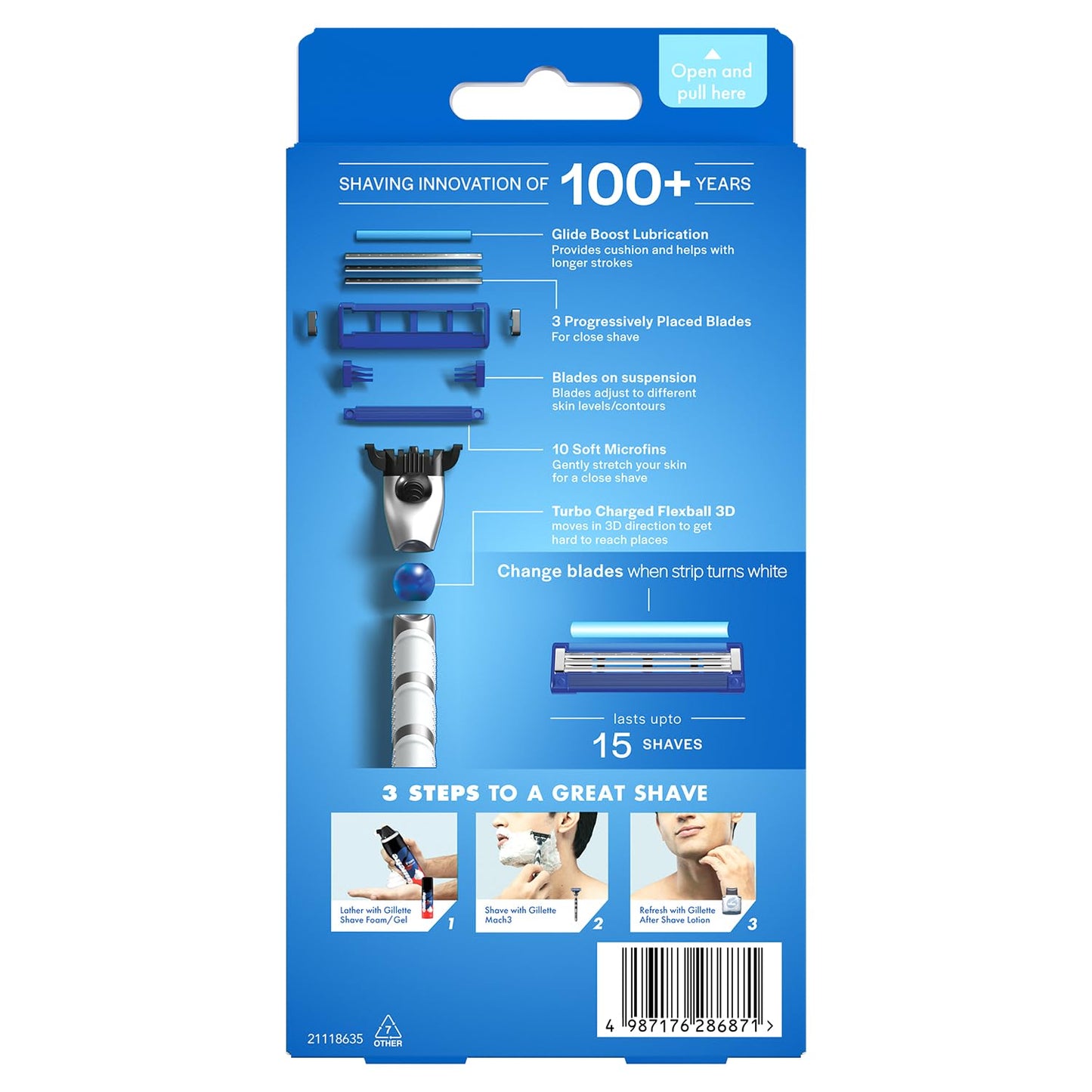 Gillette Mach 3 Turbo Razor for Men - Comfortable Shaving with Flexiball & Anti-Friction Blades | Sensitive Skin Care