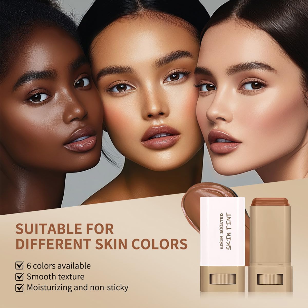 Foundation Stick - Tinted Beauty Balm Serum for Even Skin Tone | Long-Lasting Coverage, Portable Moisturizing Essence (0.64 Oz, #02)