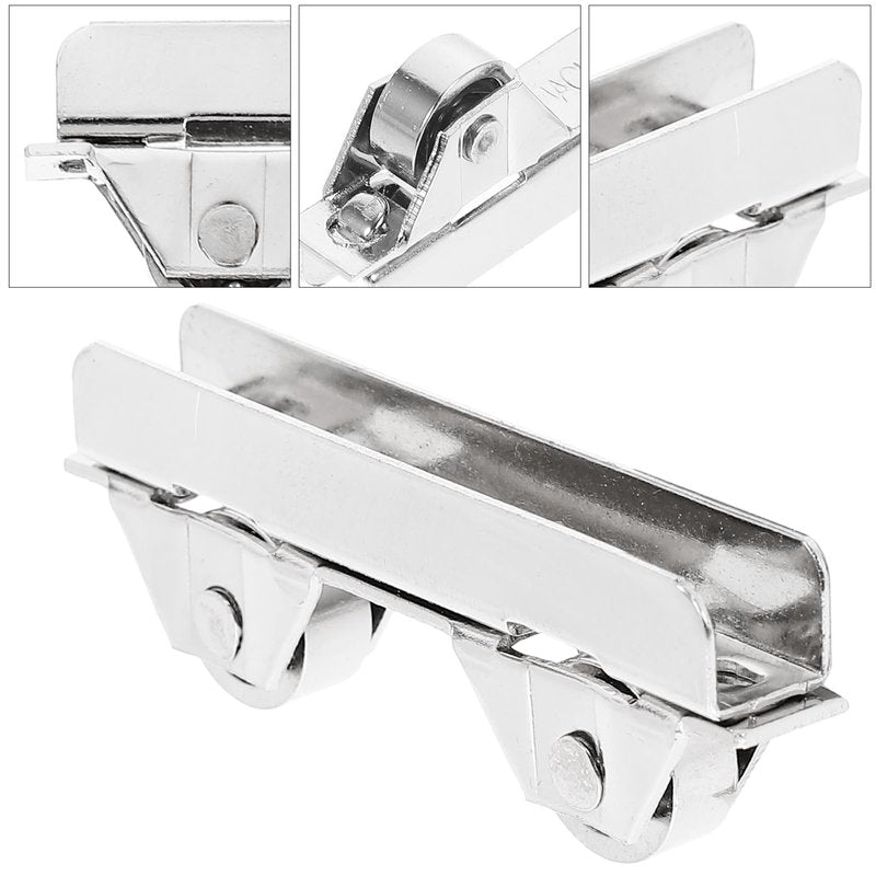 Angoily Showcase Window Roller, 10Pcs Sliding Door Rollers Replacement for 5-6mm Thick, Stainless Steel Mini Sliding Screen Door Wheels 7.0mm Pulley Clamp for Wardrobe Cupboard Closet