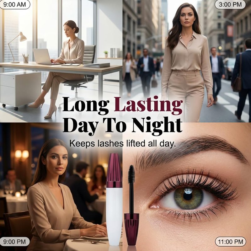 7D Waterproof Volume Mascara - Lengthening & Thickening Formula for Softer, Fuller Lashes | Smudge-Proof Black Makeup