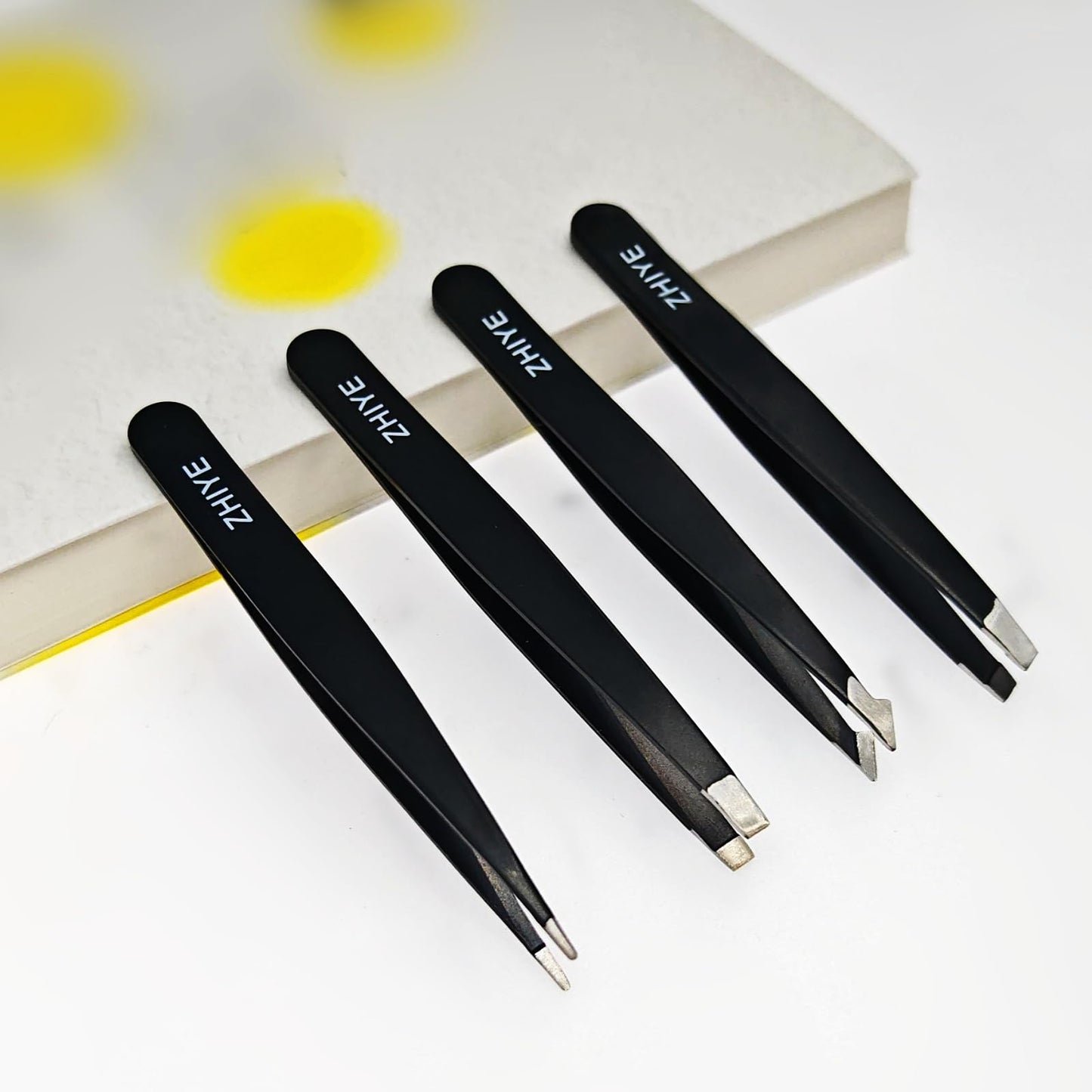 ZHIYE Professional Eyebrow Tweezers, 4 Pcs Stainless Steel Precision Tweezers Set for Ingrown Hair Removal Eyelash Extension, Eyebrows Plucking