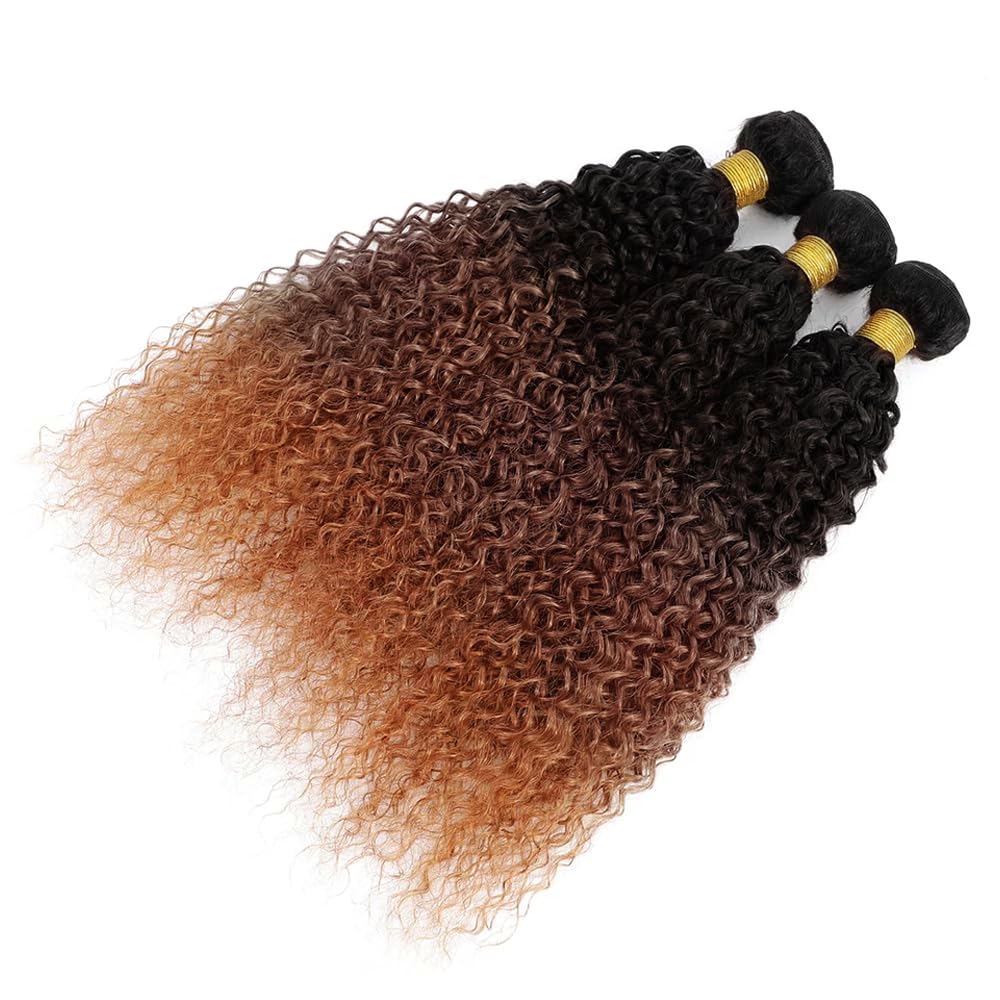 Color 4 Human Hair Bundles Dark Brown Curly Wave Bundles 24 26 28 inch Ombre Brown Bundle 3 Tone Natural Black and Brown Bundle
