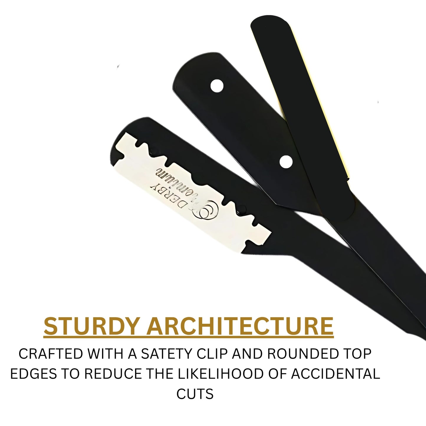 Professional Straight Razor for Men Barber Straight Edge Razor with Derby Blades and Pouch. Stainless Steel Shavette Razor for Men – 100 Pack for Smooth, Precise Shaving