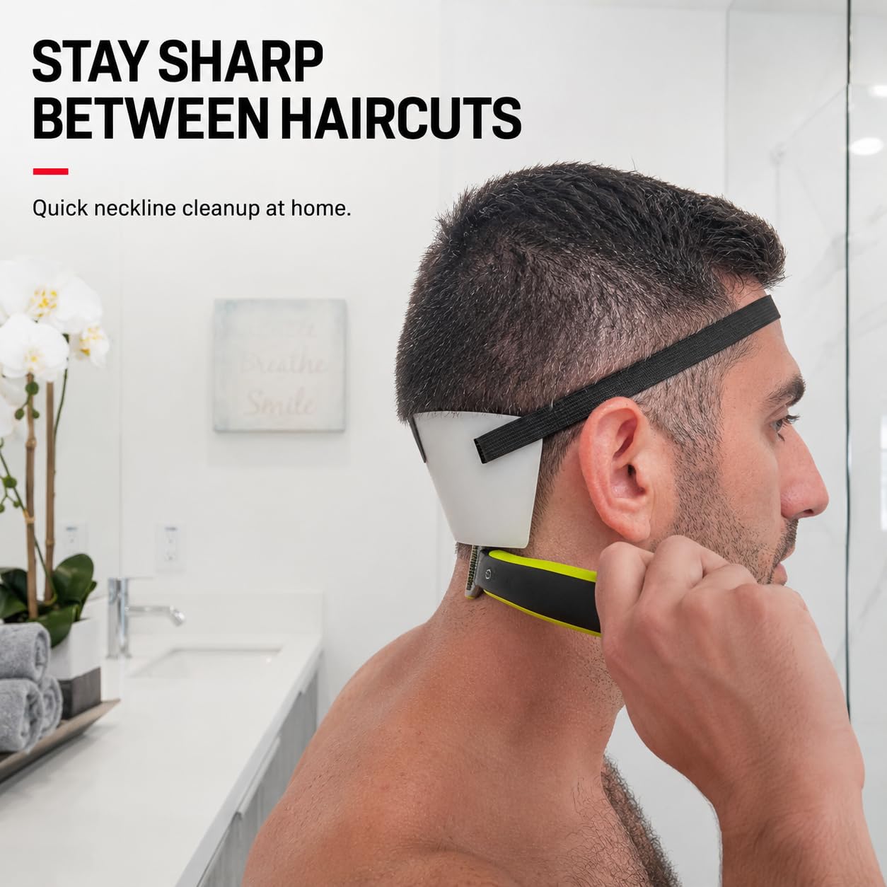 EdgUp Neckline Shaving Template for Men – Hands-Free DIY Haircut & Fade Guide, Flexible Silicone Neckline Trimmer Stencil, Original Since 2012