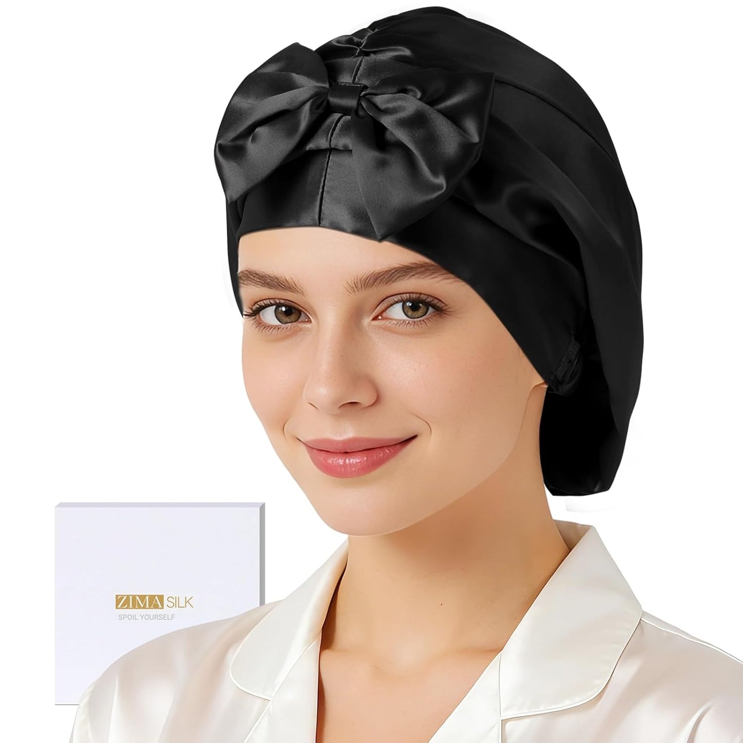 ZIMASILK 22 Momme Adjustable Mulberry Silk Bonnet | Anti-Frizz Hair Protection, Blush Pink