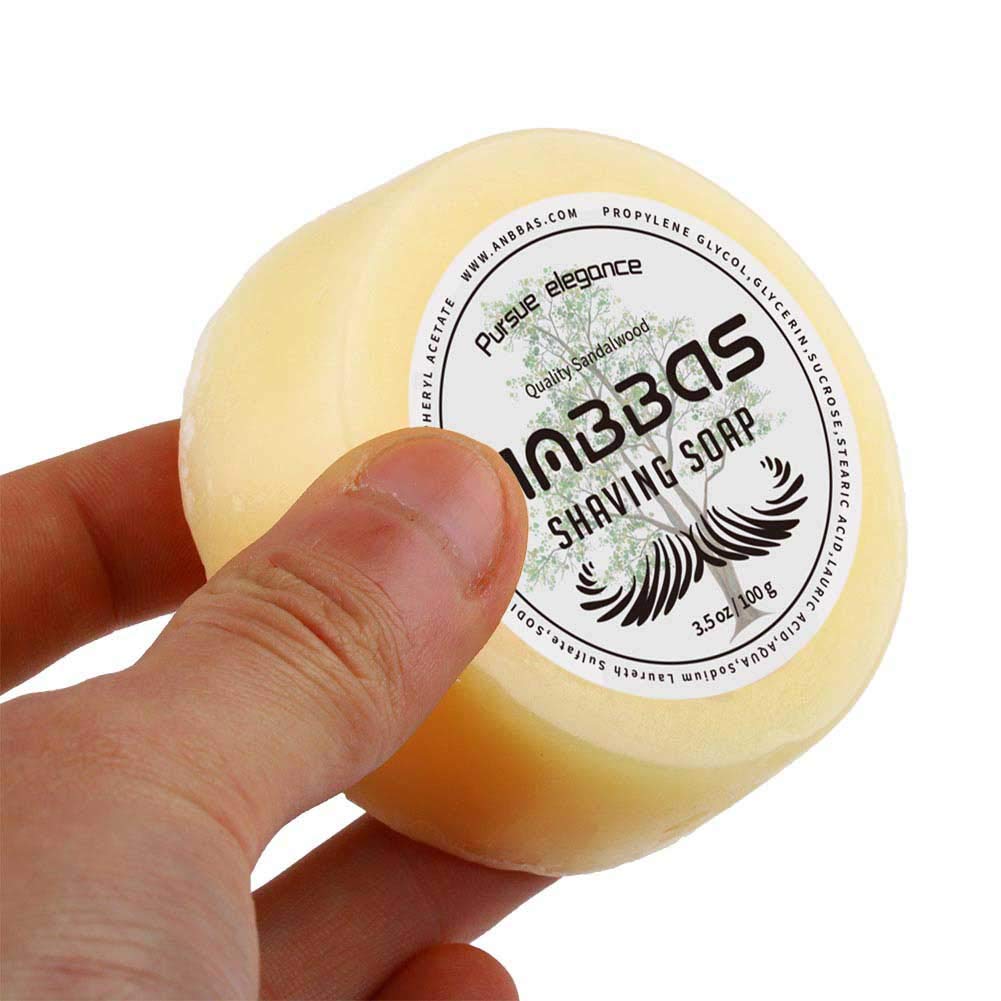Anbbas Sandalwood Shaving Soap Puck Refill for Men Barber Traditional Wet Shave Latheing(2pcs, 7oz)
