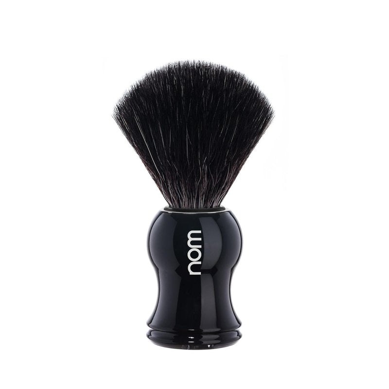 NOM Gustav Shaving Brush | Vegan Shave Brush for Shaving soaps and creams | sustainable eco-friendly and reusable |Exfoliating Shaving Brush | Black handle
