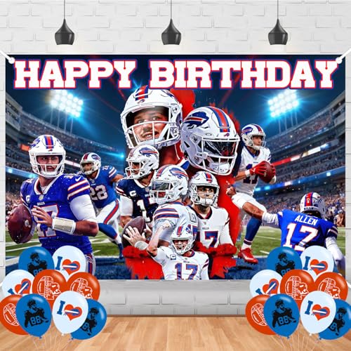 Buffalo Football Happy Birthday Backdrop - 59x35.4 Inch Banner for Party Decorations