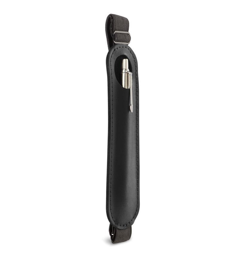 MAKYN Leather Adjustable Pen Holder for Journals, Notebooks, Planners, Books, Pencil Sleeve Case Pouch, Elastic Pen Holder for Notebook, Soft Fountain Pen Case (Black)