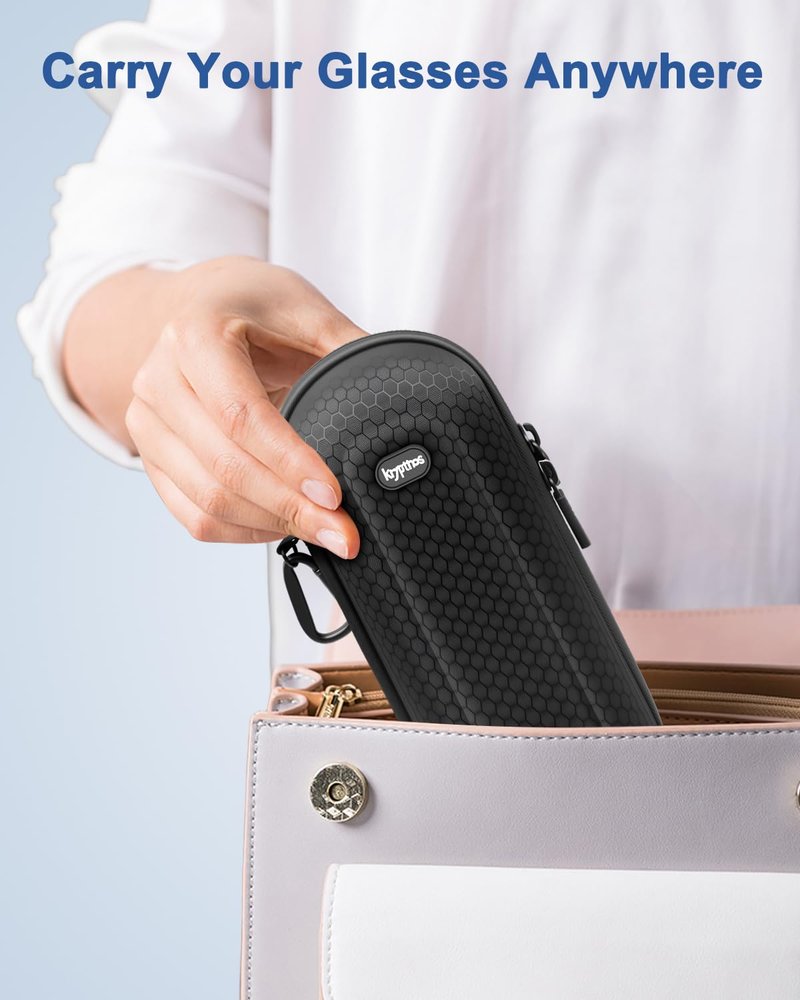 Krypthos Large Double Travel Sunglasses Case with Carabiner – Unisex Protective Eyewear Organizer for Eye Glasses, & Outdoor Use – Hard Shell Storage Case for Men & Women