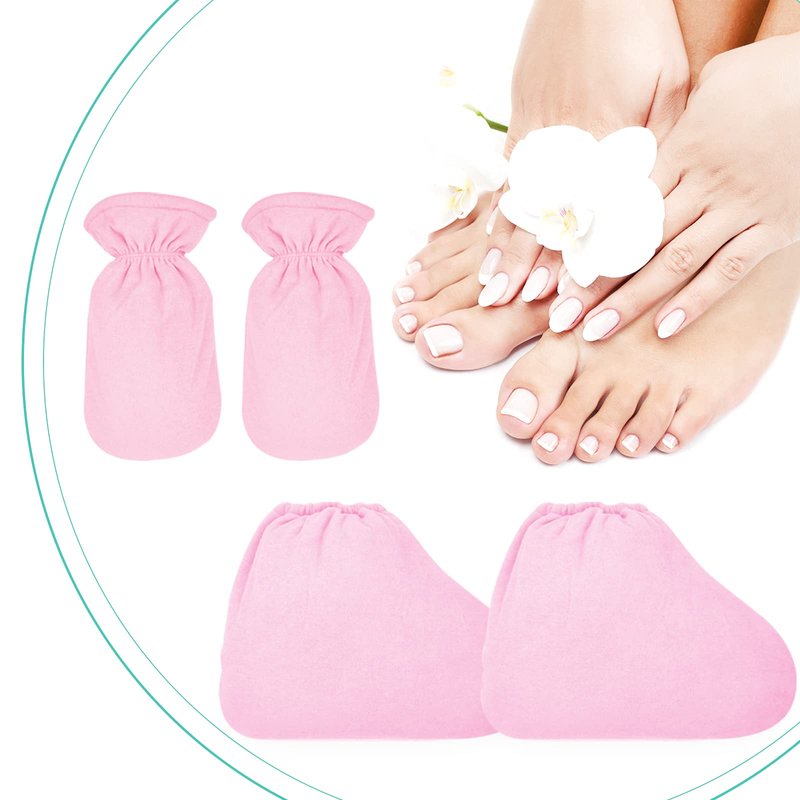 Paraffin Wax Bath Terry Cloth Gloves & Foot Liners, Paraffin Wax Machine Heated SPA Mittens Foot Liners, Thick Heat Hand Feet Treatment Insulated Mitt Spa Feet Cover Great for Men Women (Blue)
