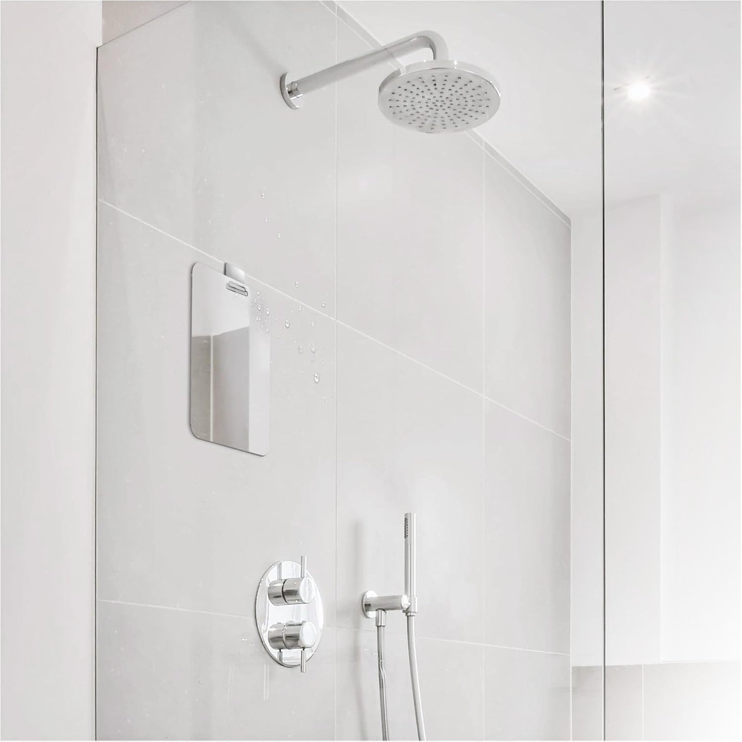 Mavoro 7x9 Shaving Mirror for Shower with 3M Adhesive Hook | Hang-Anywhere Shower Mirror | Acrylic - Unbreakable | Less Fogging | Sleek Frameless | Glassless Safety