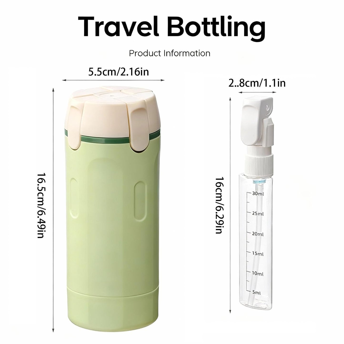 4 in 1 Travel Dispenser Bottle,4 Pack 30ML Travel Bottles for Toiletries, Leak Proof Travel Size Containers (Light Green, OneSize)
