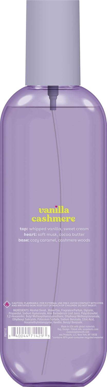 EOS Cashmere Body Mist - Vanilla Musk & Cozy Caramel Hair and Body Spray | Moisturizing Formula with Hyaluronic Acid, 6 fl oz