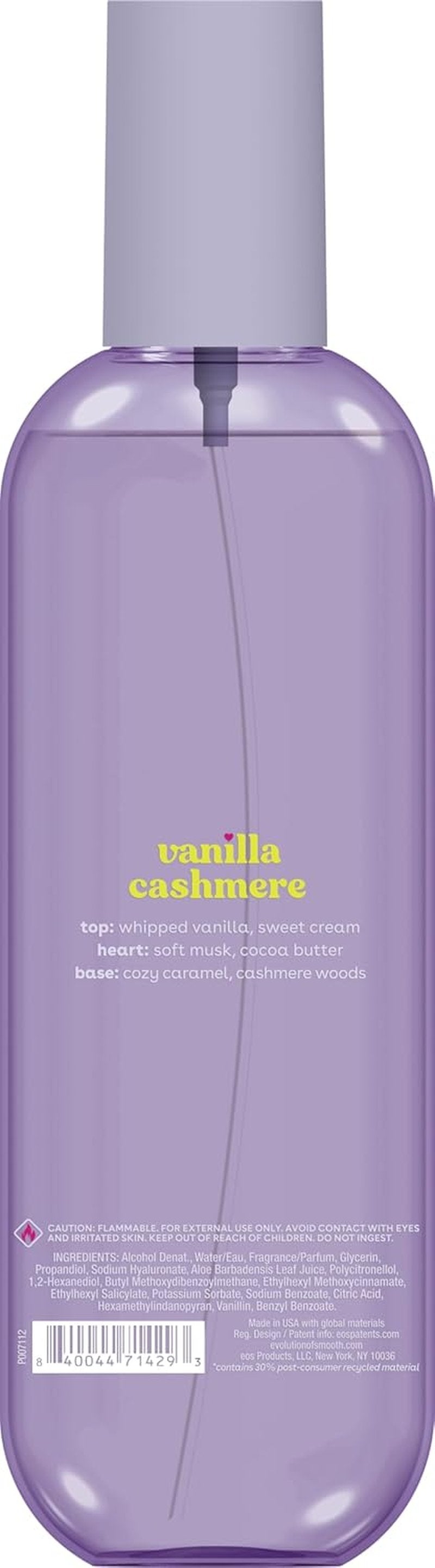 EOS Cashmere Body Mist - Vanilla Musk & Cozy Caramel Hair and Body Spray | Moisturizing Formula with Hyaluronic Acid, 6 fl oz