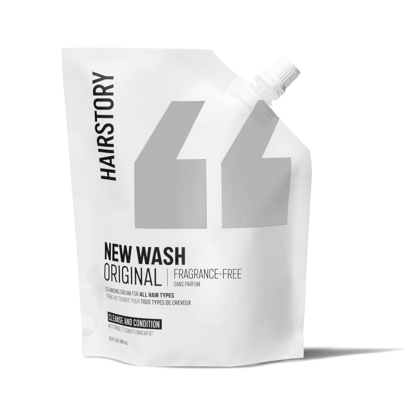 Hairstory New Wash Original - Fragrance-Free Detergent-Free Shampoo for Sensitive Scalp | 8 Fl Oz Refillable Bottle