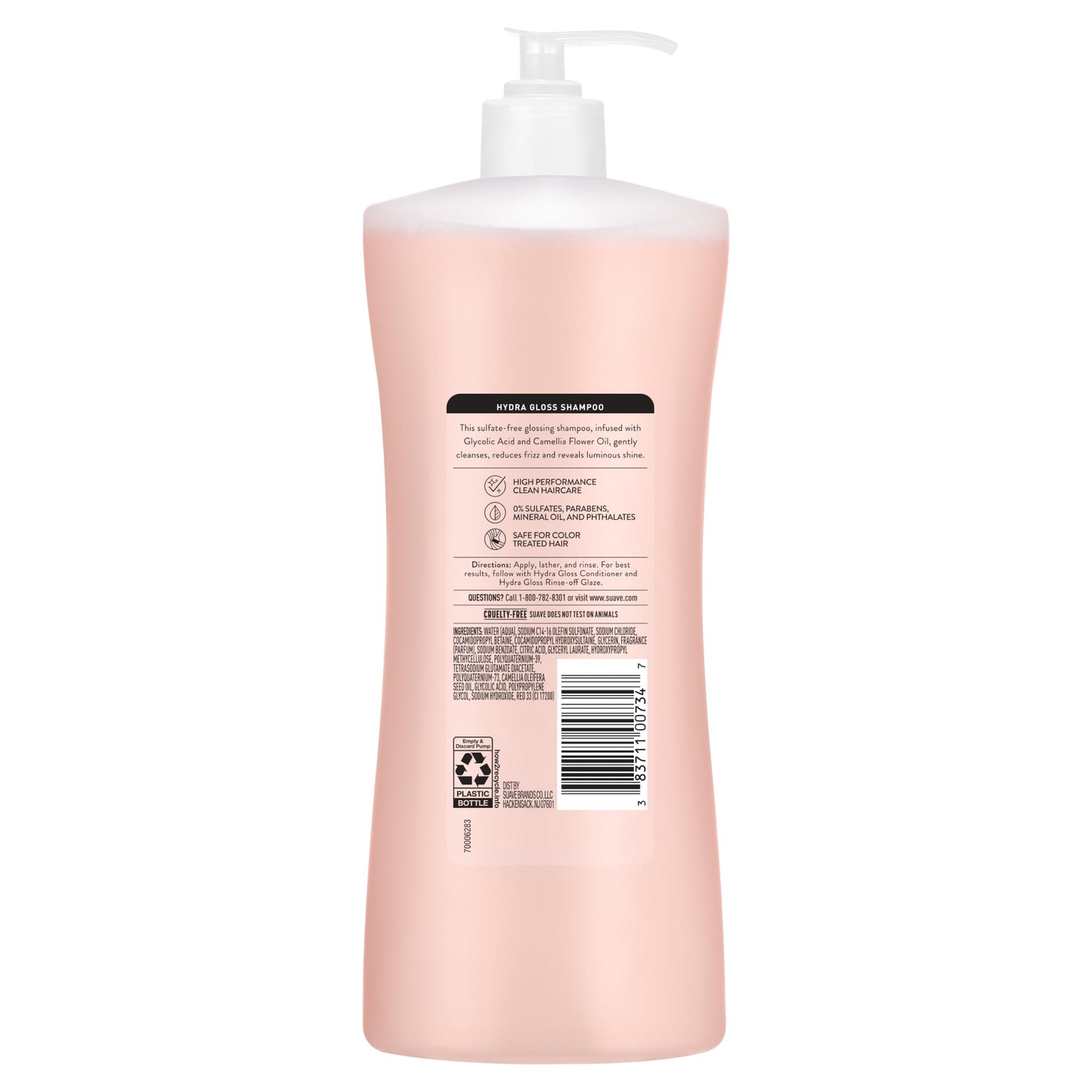 Suave Hydra Gloss Sulfate Free Shampoo and Conditioner Set with Glycolic Acid, Camellia Oil for Smooth, Glossy Shine on Dull, Dry, Color Treated Hair, 28 Fl Oz Each