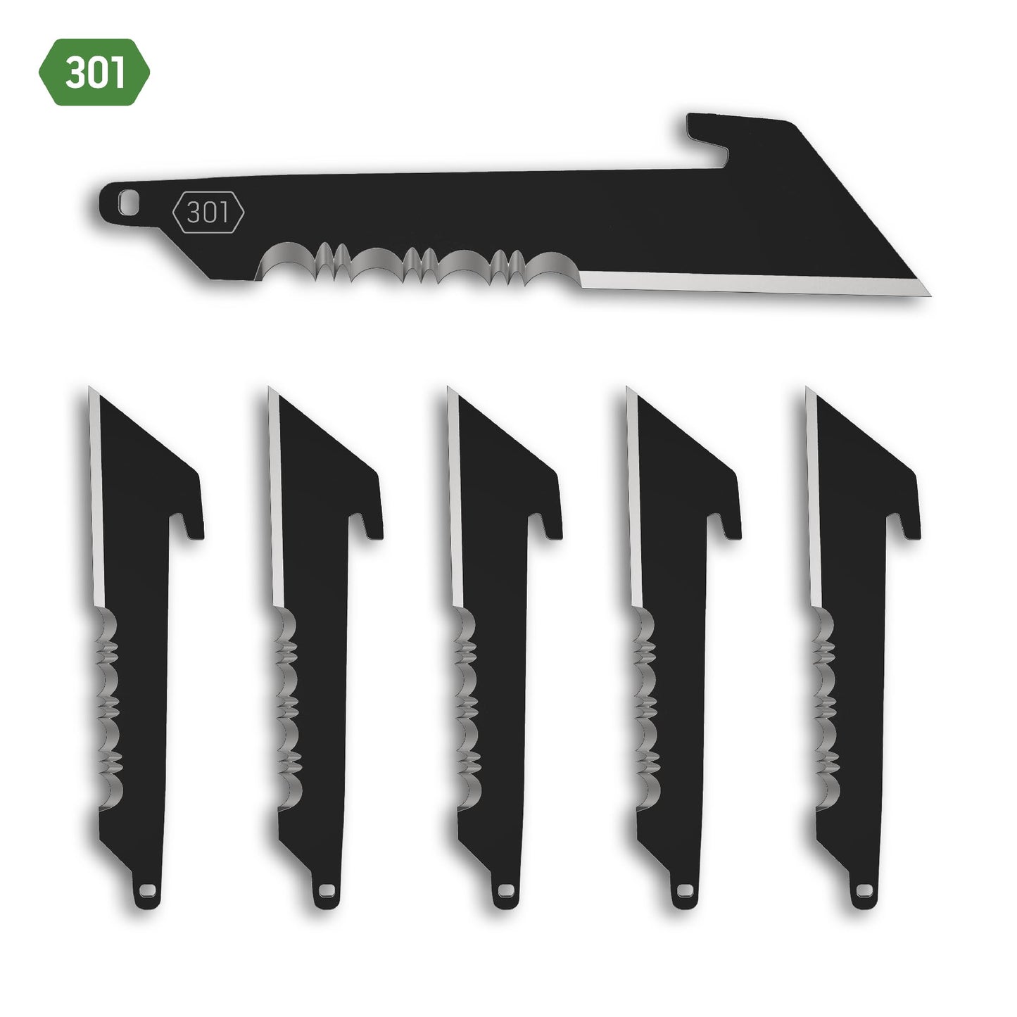 OUTDOOR EDGE RazorSafe 3" Black Utility with Serrations - 6 Pack of Black EDC Utility Blades, Compatible 3" Razor Blade Knives, Perfect for Work & Everyday Carry