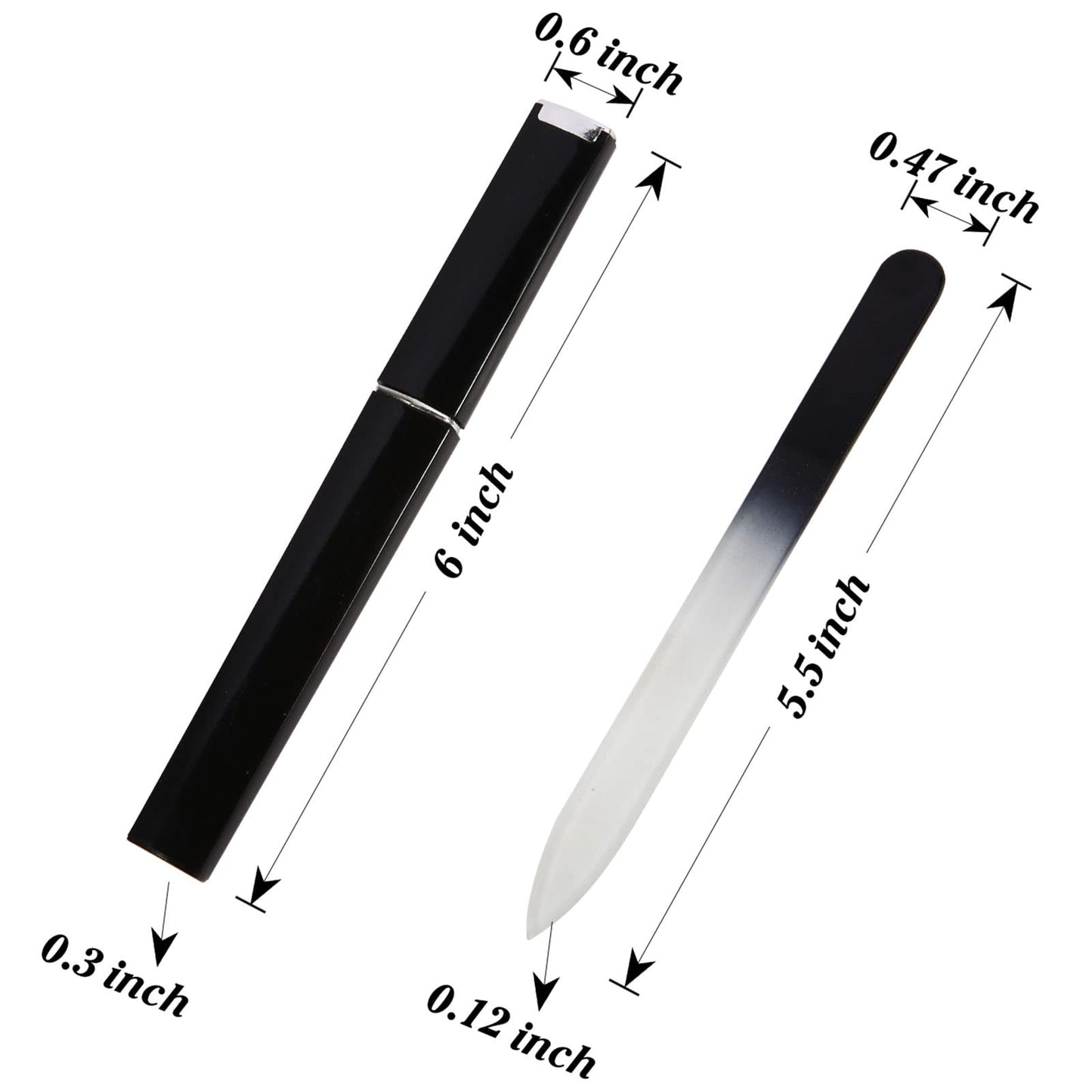 3 Pack Crystal Glass Fingernail File with Case for Natural Nail Professional Czech Glass File Double-Sided Etched Gentle Nail Care Stocking Stuffers for Women or Adults, Unique Gifts