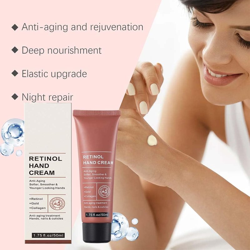 Retinol Hand Cream - Anti-Aging Formula with Collagen for Dry, Chapped Hands | 50g Nourishing Moisturizer