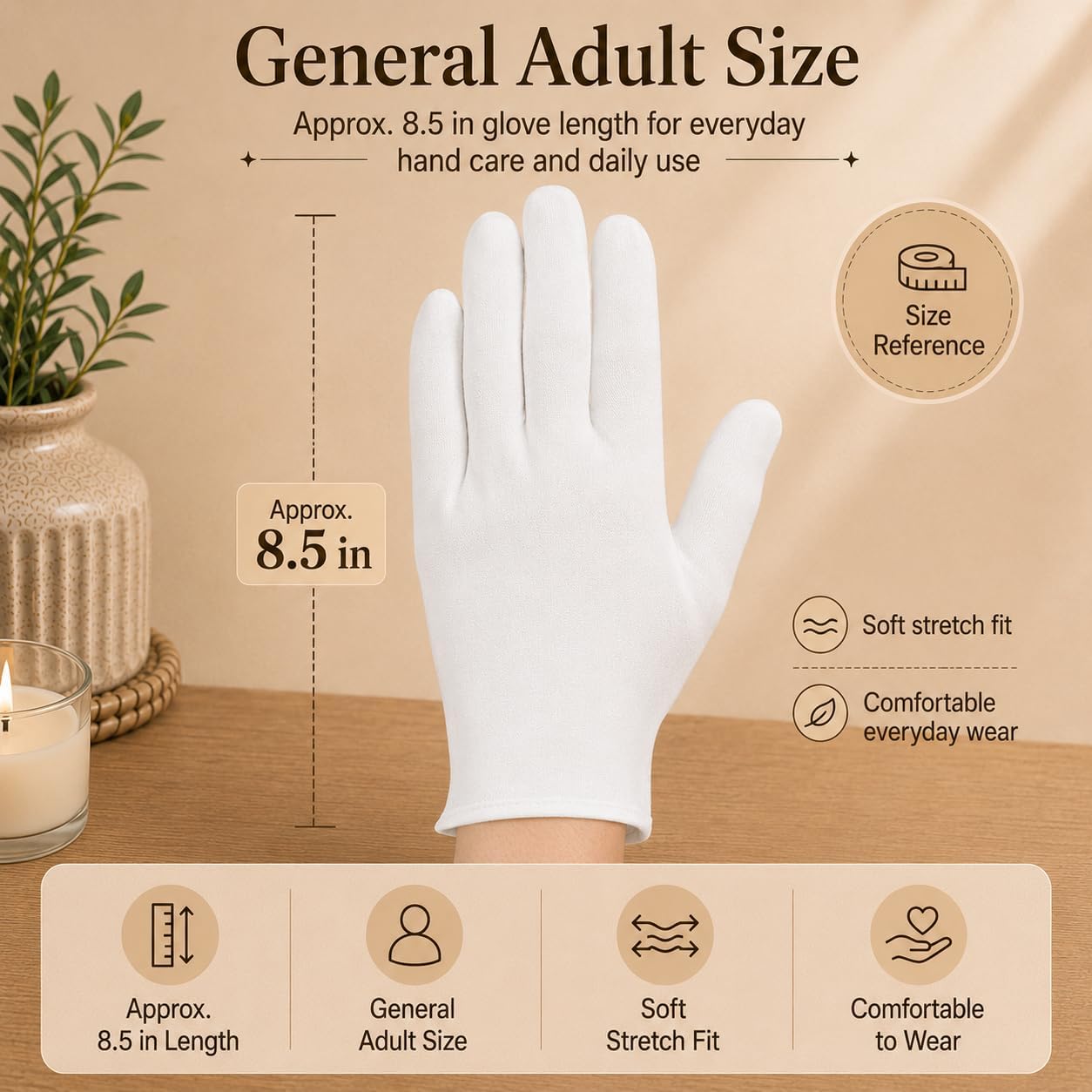 Cotton Moisturizing Gloves for Dry Hands | 10 Pairs Soft Overnight Lotion Gloves for Eczema Care