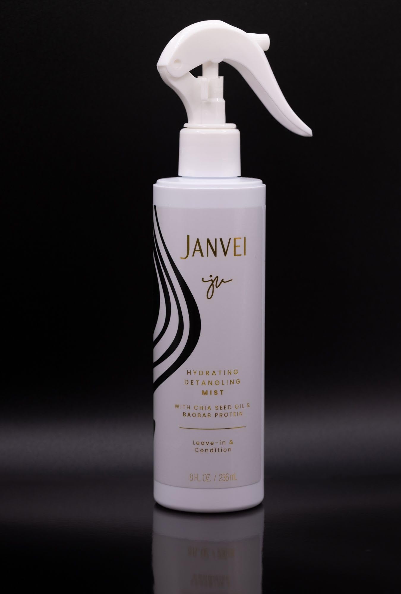 Janvei Hydrating Detangling Mist, Leave-in Hair Conditioner with Chia Seed Oil & Baobab Protein, 8 Fl oz