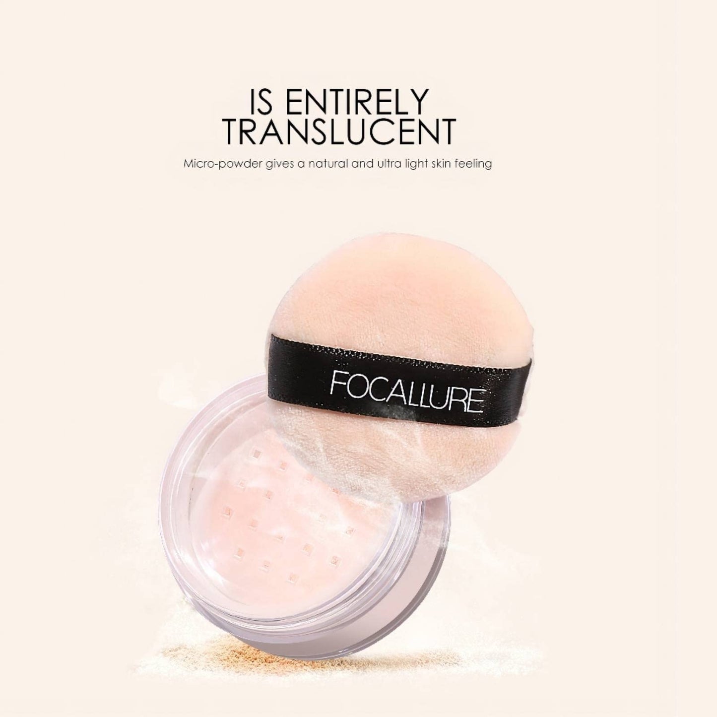 FOCALLURE Oil Control Loose Face Powder, Translucent Loose Setting Powder, Shine-Free Matte Finishing Powder, Long-lasting & Lightweight Sets Foundation Makeup, Includes Velour Powder Puff, Porcelain