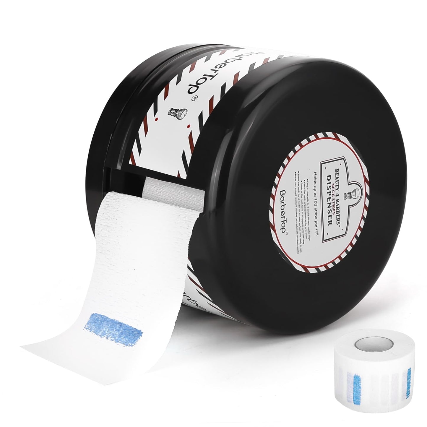 Neck Strip Dispenser + Barber Neck Strips, Wall-mountable Barber Strip Dispenser with Suction Cups, Suitable for Barbershops, Salons, and Home Use, Barber Tape Dispenser with Non-Marking, Non-Slip