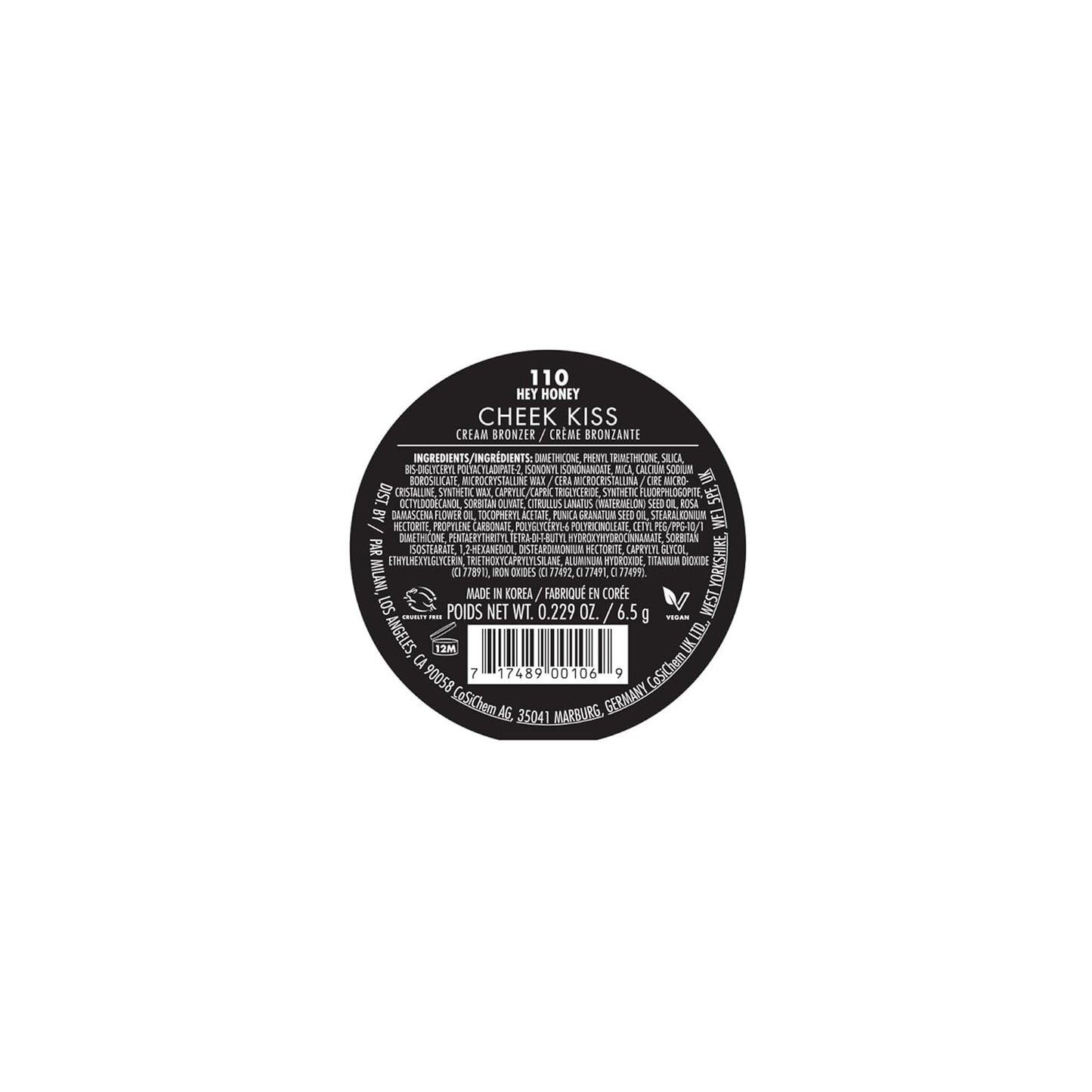 Milani Cheek Kiss Cream Bronzer - Vegan Soft Matte Finish | 110 Hey Honey, Lightweight Glow