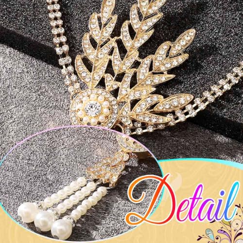 Gold 1920s Flapper Headband with Rhinestones for Wedding & Costume