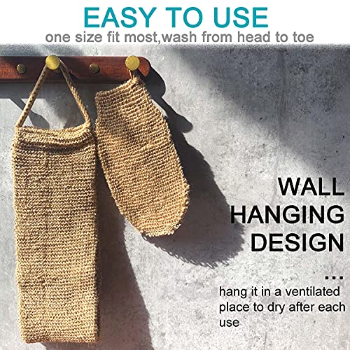 Natural Hemp Exfoliating Bath Glove Mitt - Deep Clean & Skin Smoothing (4 Pack)