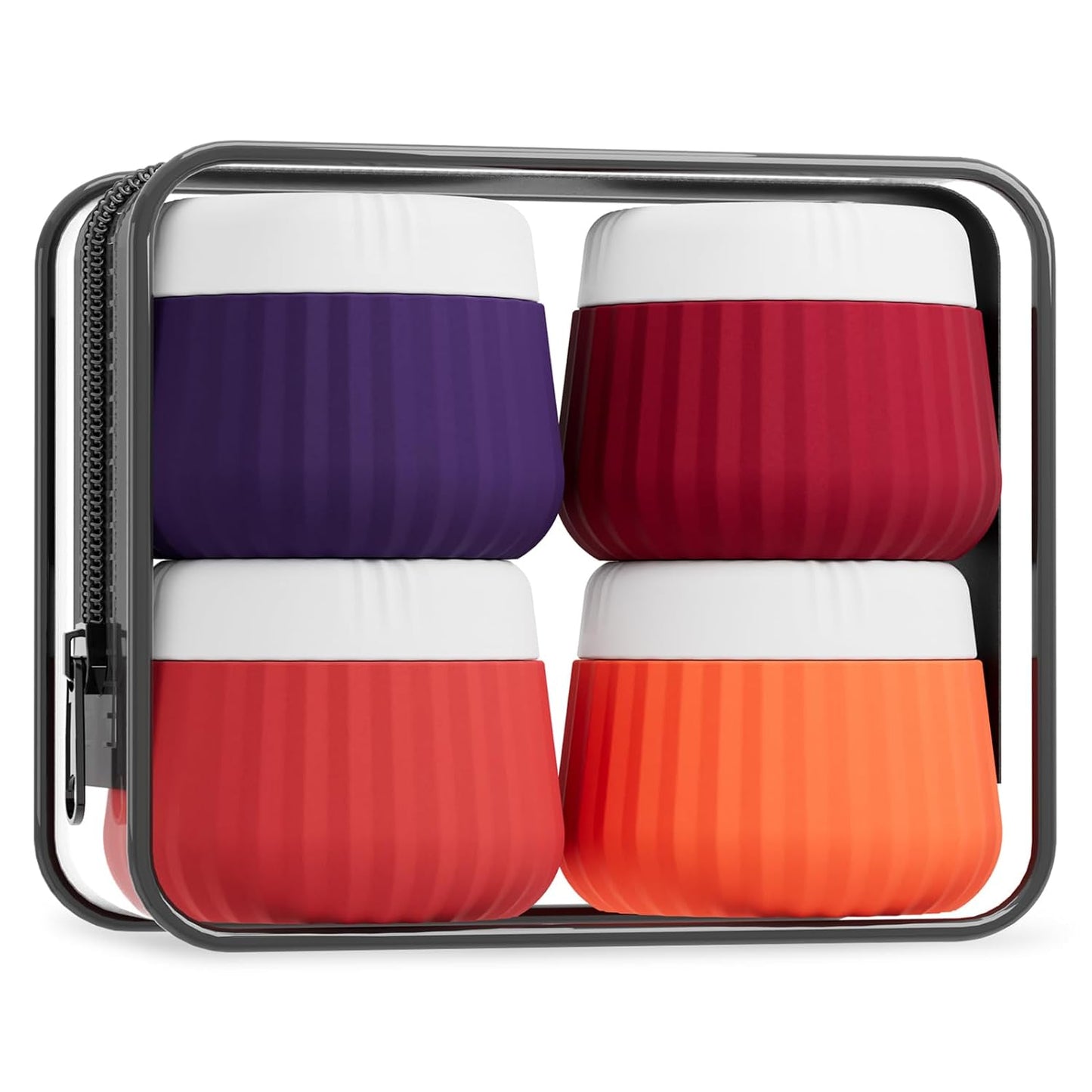Travel Toiletry Containers - TSA Approved Silicone Jars, Leak-Proof | 4-Pack with Clear Bag