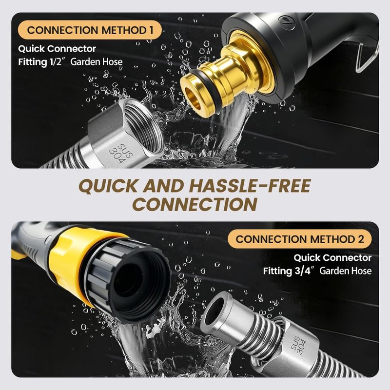 Jet Nozzle Power Washer for Garden Hose, 2026 New Pressure Washer Wand with 3 Adjustable Jet Nozzle, Pressure Washer Nozzle for Car Washing Patio Garden Outdoor Cleaning (1Set)