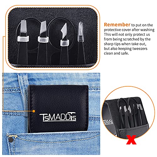 TsMADDTs 12-Piece Precision Eyebrow Tweezer Set with Case and Scissors