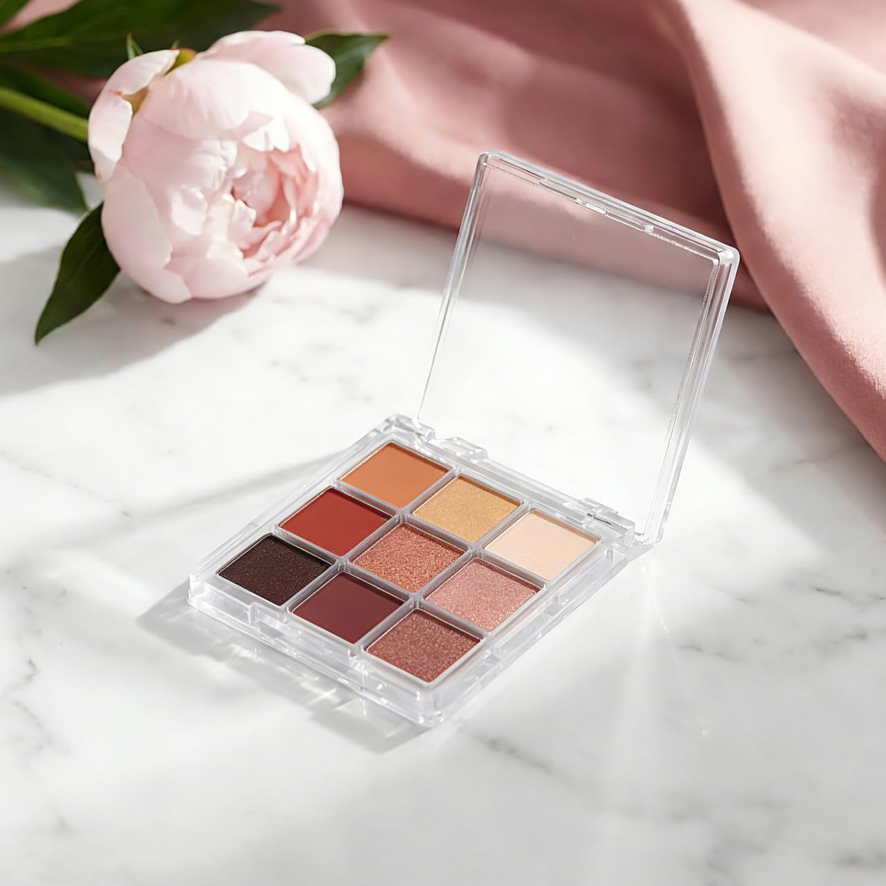 Ipetboom Empty Makeup Palette Depotting Cases - 2pcs 9-Grid Empty Clear Blush Lipstick Box - Portable Makeup Organizer Storage Cases Highlighters Sample Eye Shadow Bracket Travel