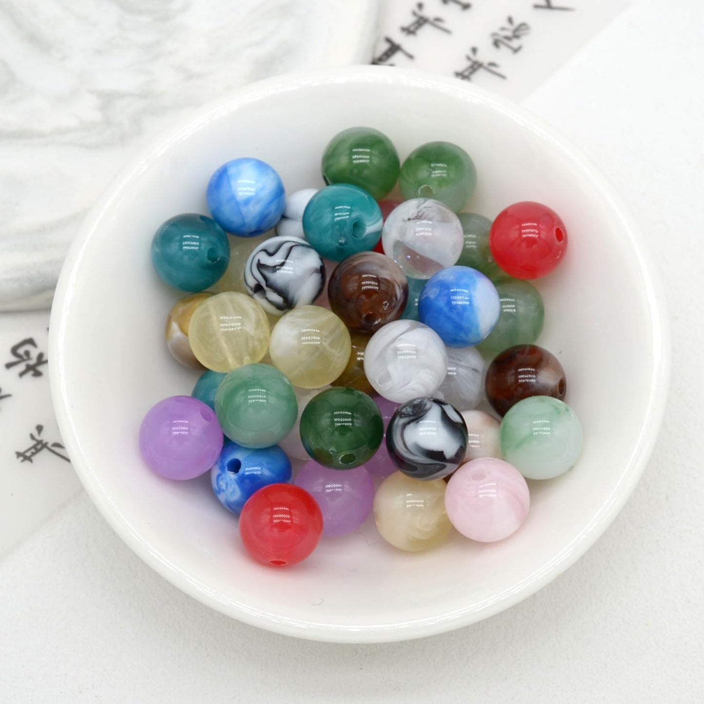100-Piece 8mm Retro Synthetic Agate Set - Bulk DIY Supplies for Jewelry Crafting