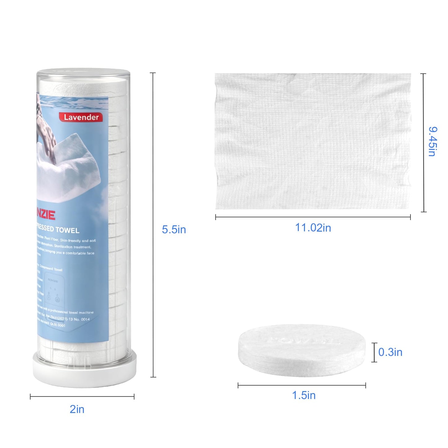 Disposable Face Towel for Hot Towel Dispenser Refills, Face Towels for Hot Facial Towel Heated Machine, 60 Pcs Disposable Compressed 100% Plant Fiber (Light Lavender Scent)