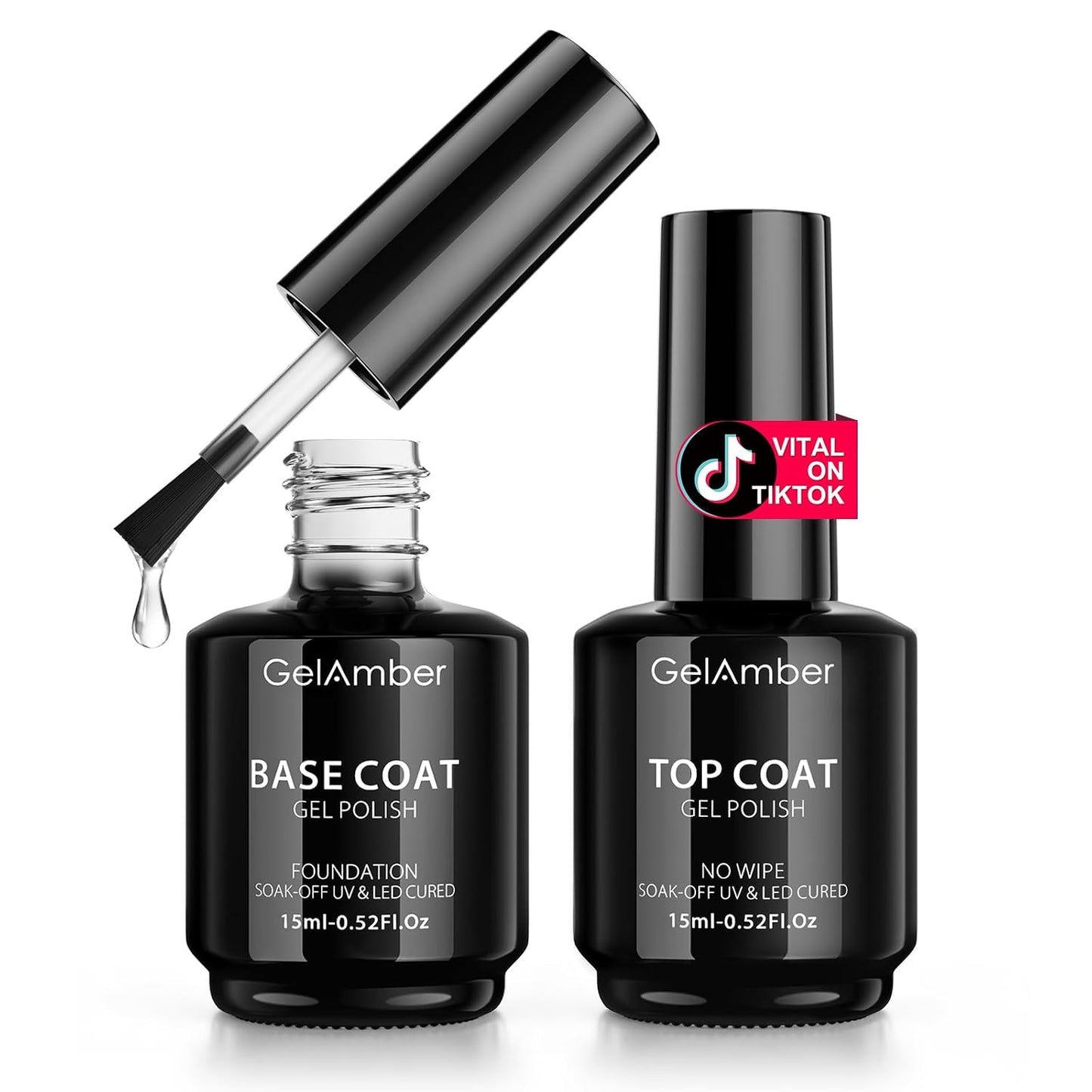 Nail Dehydrator and Primer 2-in-One Set - 15ml Gel Base, Top Coat, Cuticle Oil & Nail File | Acid-Free Essentials for Long-Lasting Manicure