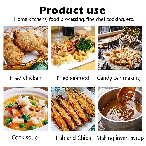 Stainless Steel Deep Fry Oil Thermometer with 12" Probe & Clip