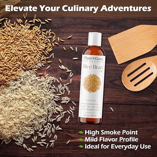 Plant Guru 100% Pure Rice Bran Oil - Natural Moisturizing Oil for Skin & Hair
