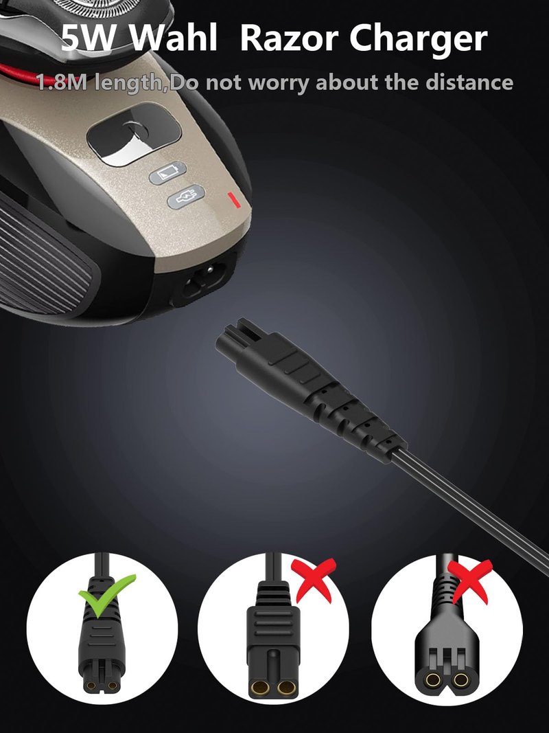 Replacement Charger Compatible with Remington shaver HC4250 HC5870 PF7500 PF7600 PG6250 PG6255 PG6170 PG6171, Compatible with Remington balder pro head shaver XR7000 XF8550 XF8700 XR1400 Power Cord