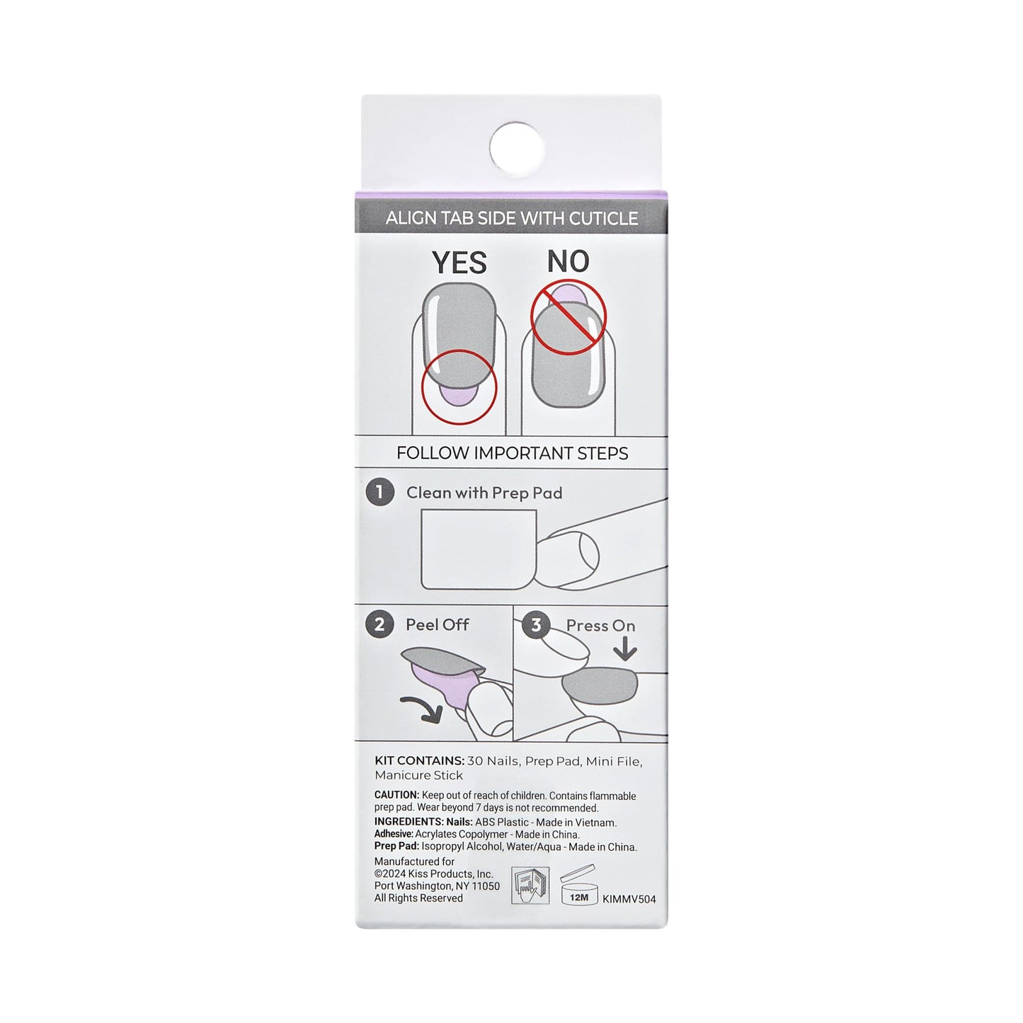 Kiss Impress No Glue Mani Press On Nails, Design, 'As It Was', Beige, Medium Size, Almond Shape, Includes 30 Nails, Prep Pad, Instructions Sheet, 1 Manicure Stick, 1 Mini File
