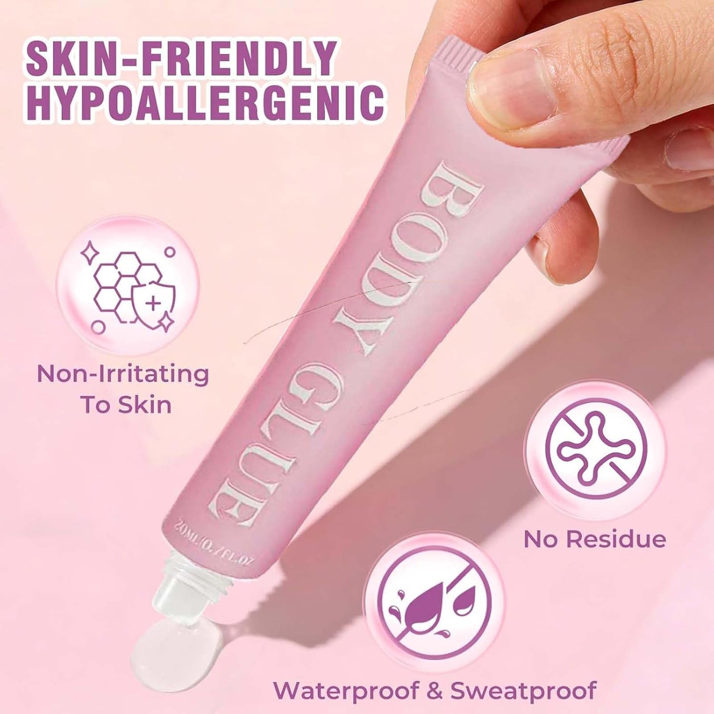 Body Adhesive Glue - Skin-Safe Liquid Fashion Adhesive for Dancers | All-Day Hold, 20ml