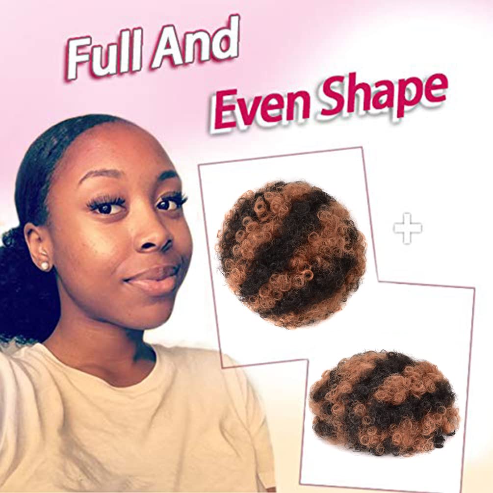 Afro Puff Drawstring Ponytail Extension - Premium Synthetic Kinky Curly Bun for Black Women | Black to Brown, 80g